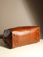 Top-Grain Leather Weekender Bag - Retro Duffel with Adjustable Strap