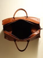Top-Grain Leather Weekender Bag - Retro Duffel with Adjustable Strap - Image 5