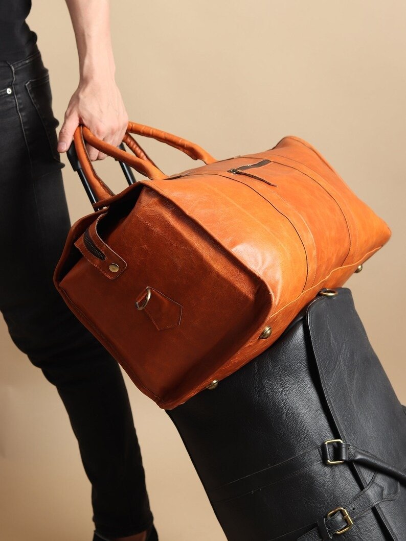 il_794xN.6248429118_s1o8 Personalized Full-Grain Leather Duffle Bag | Weekender & Travel Bag - Image 4