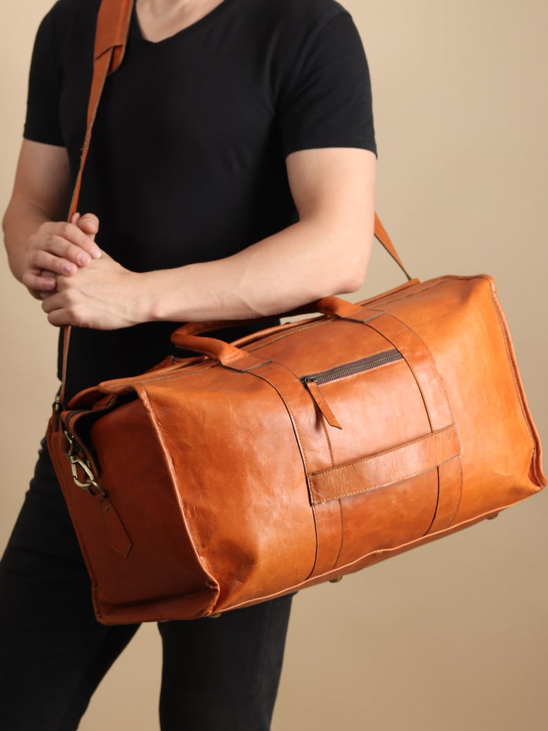 il_794xN.6248429308_lxld "Personalized Full-Grain Leather Duffle Bag | Weekender & Travel Bag
