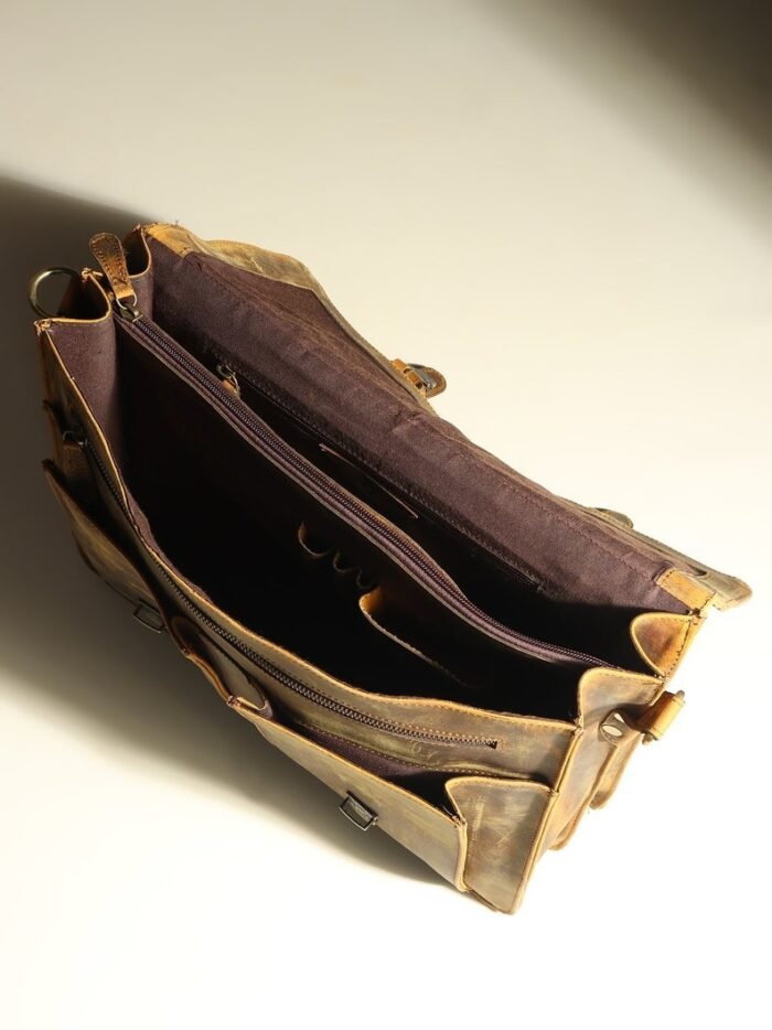 Myers Personalized Vintage Leather Messenger Bag & Briefcase for Men Limited Edition - Image 6