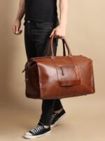 Top-Grain Leather Weekender Bag - Retro Duffel with Adjustable Strap - Image 4