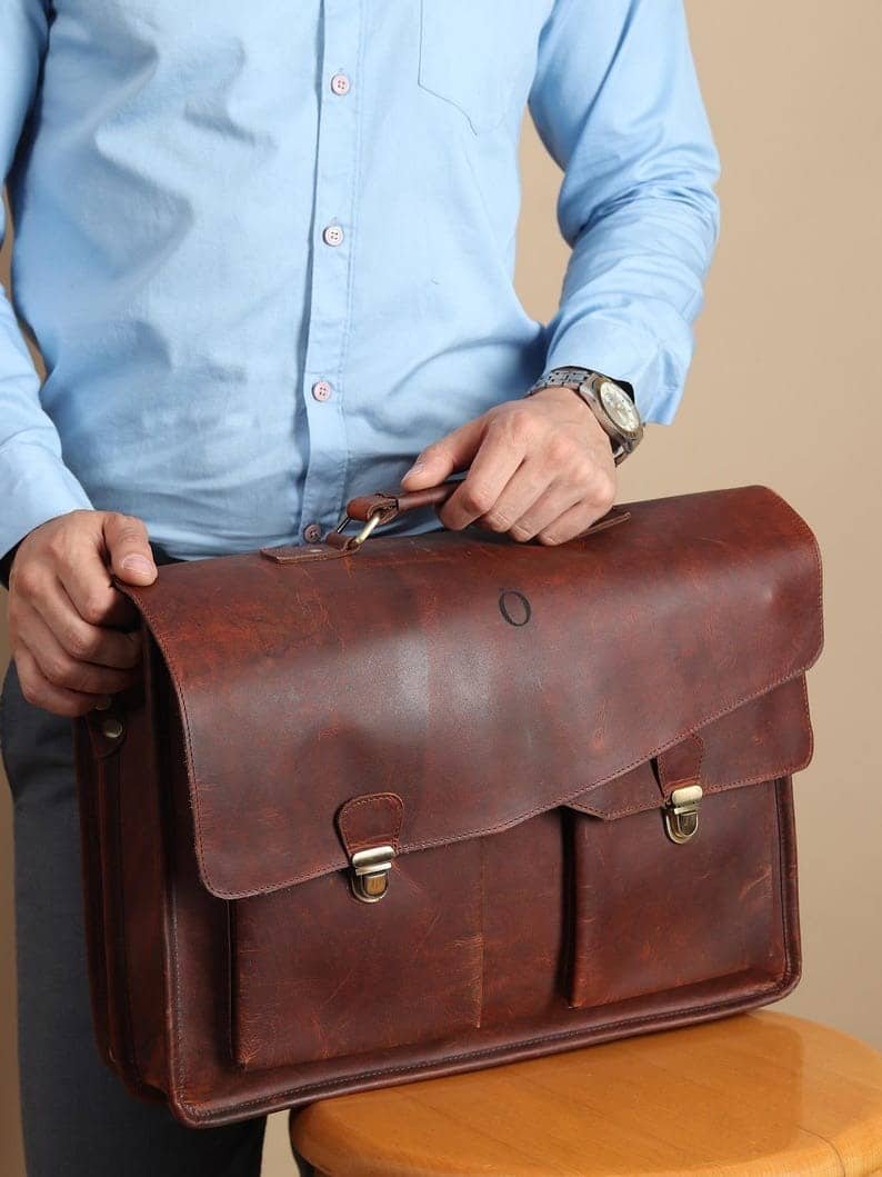 laptop messenger bag Brown Leather Satchel Messenger Bag - Vintage Laptop Bag for Men