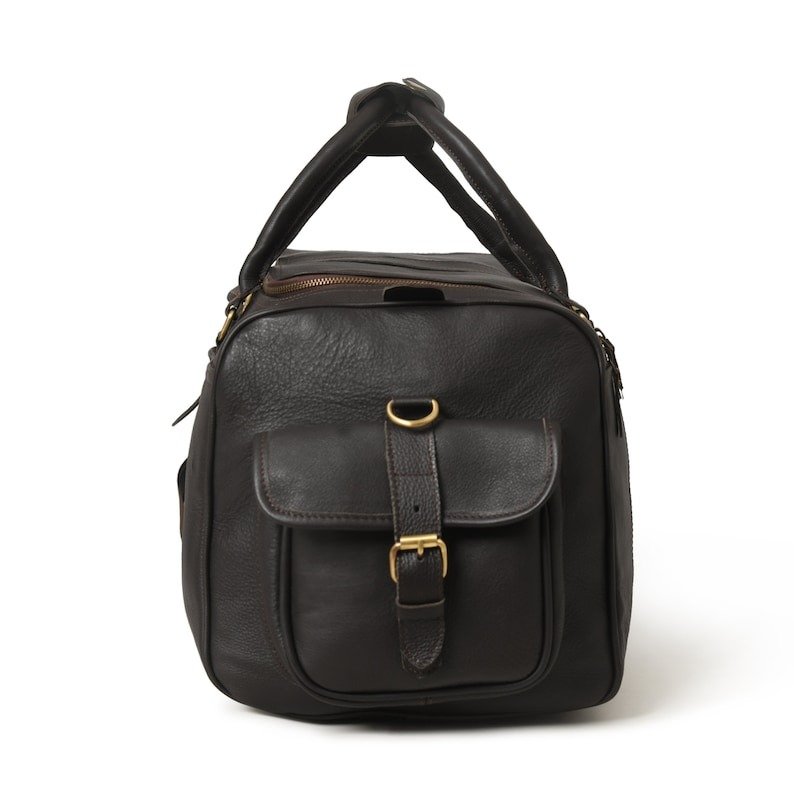 personalized. 3 Men's Leather Duffel Bag with Shoulder Strap - Image 6