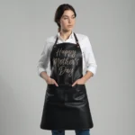 Bespoke Happy Mother's Day Black Cowhide Leather Apron