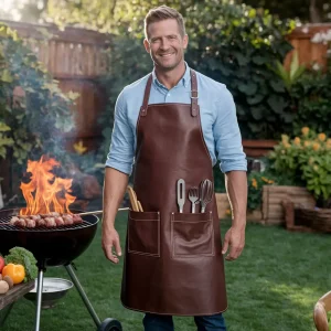 Why Do Chefs and BBQ Lovers Prefer Leather Aprons? 3 Ember Backyard Grilling Cowhide Leather BBQ Apron