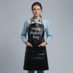Happy Mother's Day Cowhide Black Leather Apron