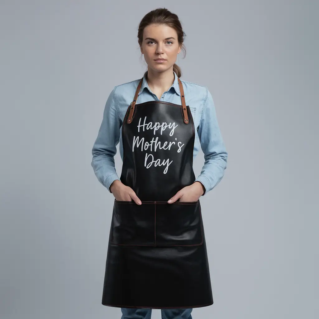Happy Mother's Day Cowhide Black Leather Apron Happy Mother's Day Cowhide Black Leather Apron