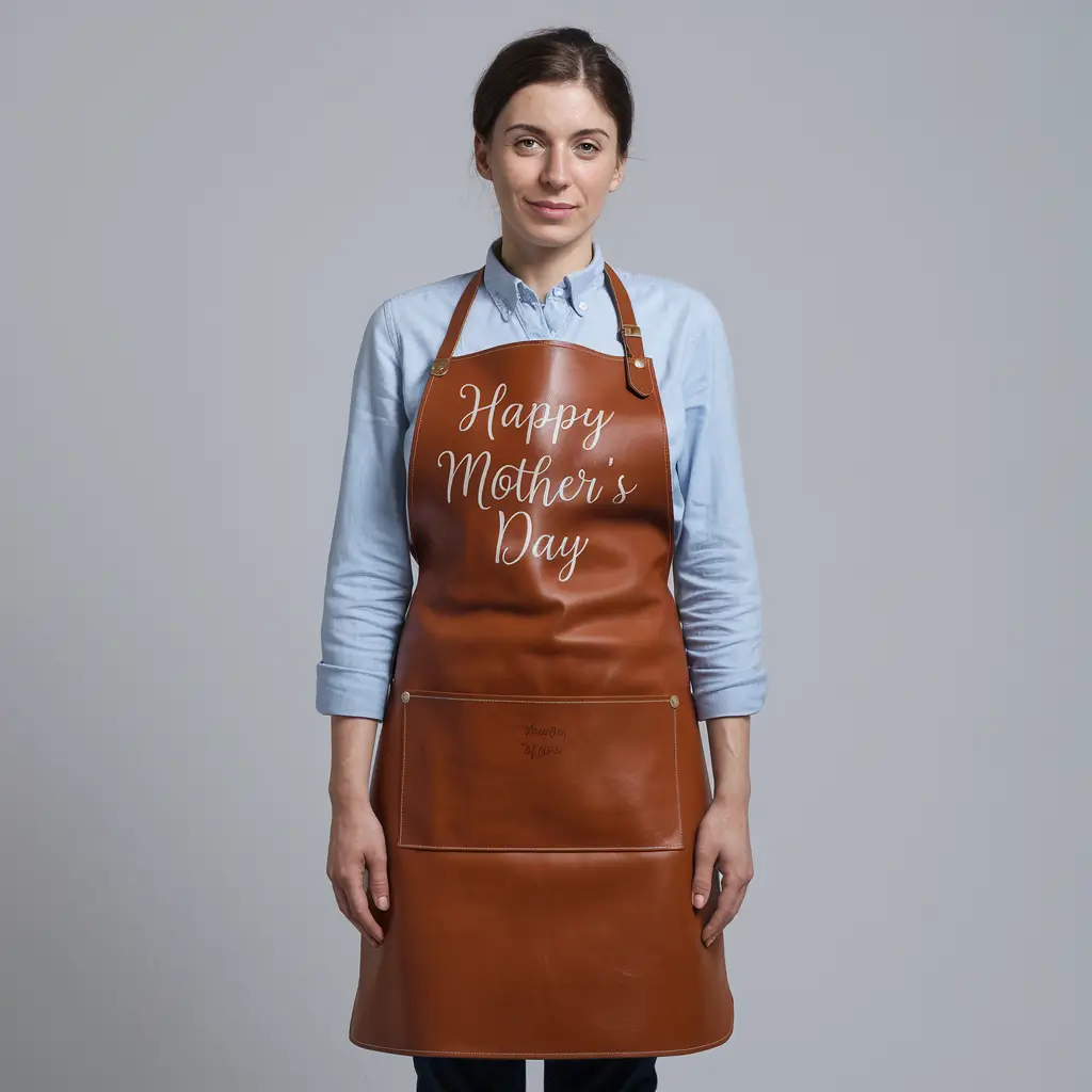 Happy Mother's Day Cowhide Leather Brown Apron Happy Mother's Day Cowhide Leather Brown Apron
