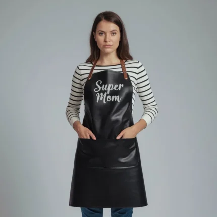 Patina Super Mom Black Cowhide Leather Apron